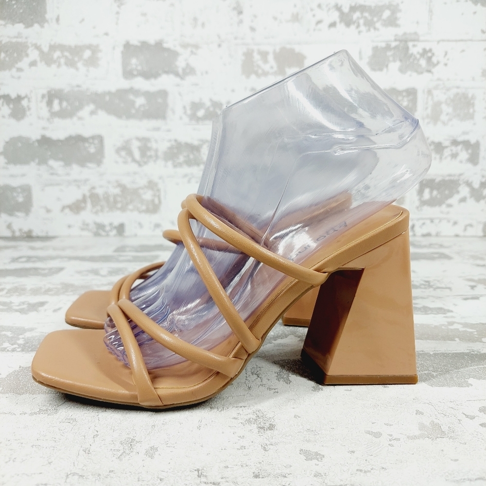 NEW Abound Austry Tan Mocha Tubular Strappy Heeled Sandals I269